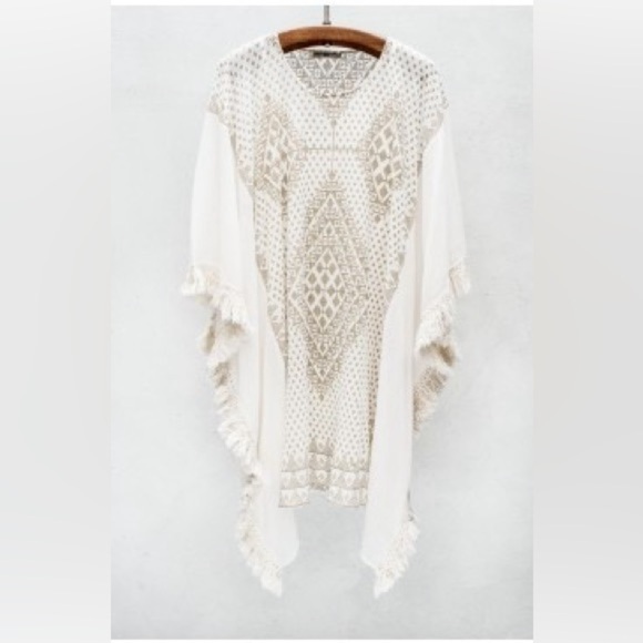 Mes Demoiselles Cotton Open Knit Crochet Tunic Coverup Top O/S - Picture 1 of 8
